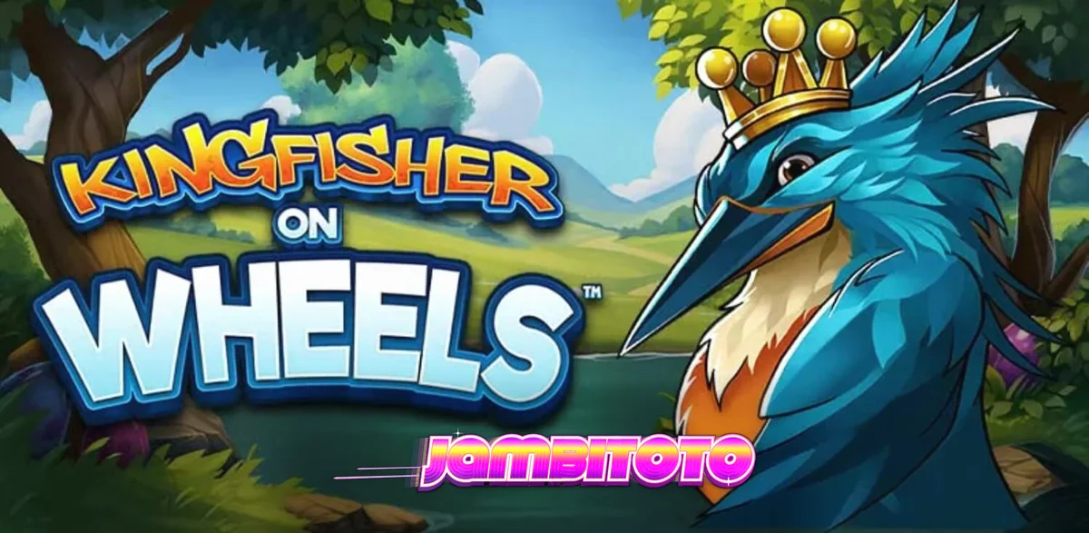 Tampilan visual slot Kingfisher on Wheels dengan latar belakang alam